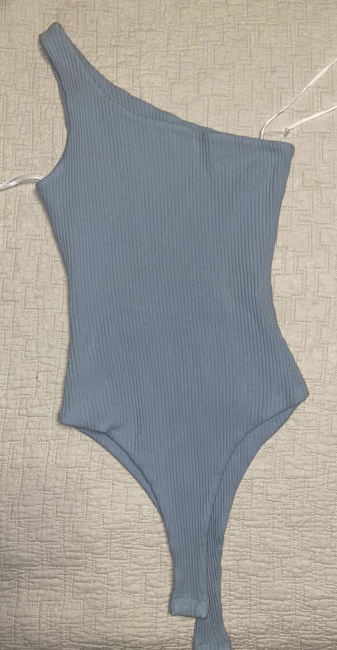 Princess Polly The Dynamic One Shoulder Ribbed Bodysuit Sage Green 2